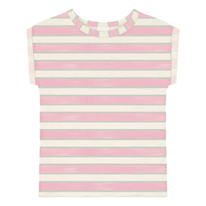 Studio Bohème - Bama Camiseta de Algodón Orgánico de Doble Raya | Rosa