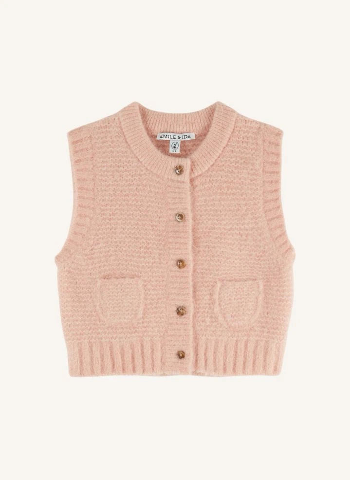 Emile et Ida - Chaleco de alpaca sin mangas | Rosa