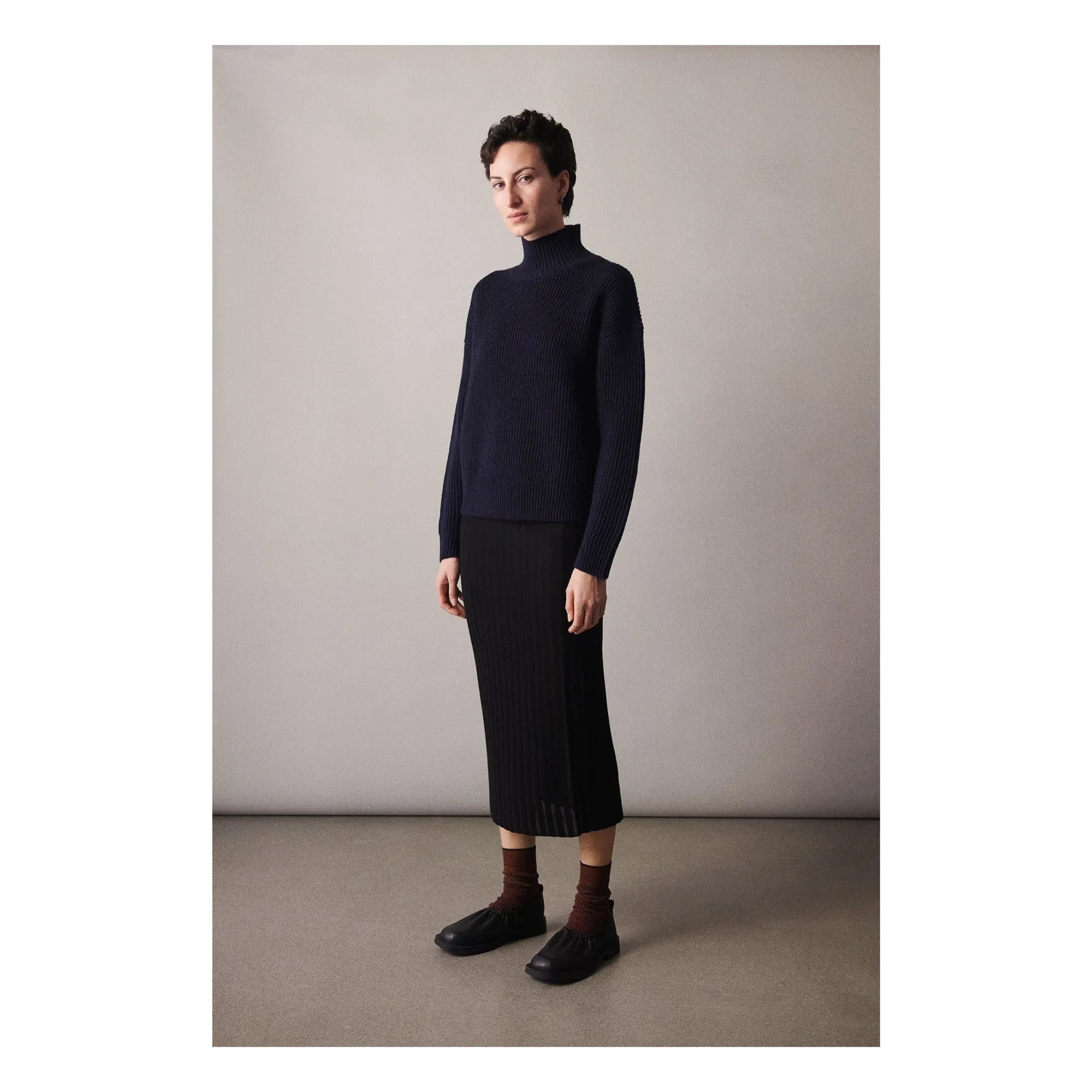 FUB - Jersey de lana cruda - Colección mujer | Azul marino