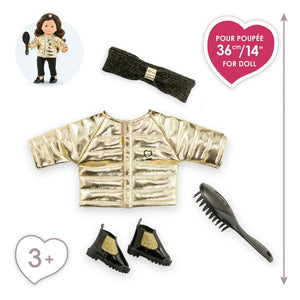 Corolle - Set de costura de chaqueta y accesorios para muñeca de 36 cm | Dorado