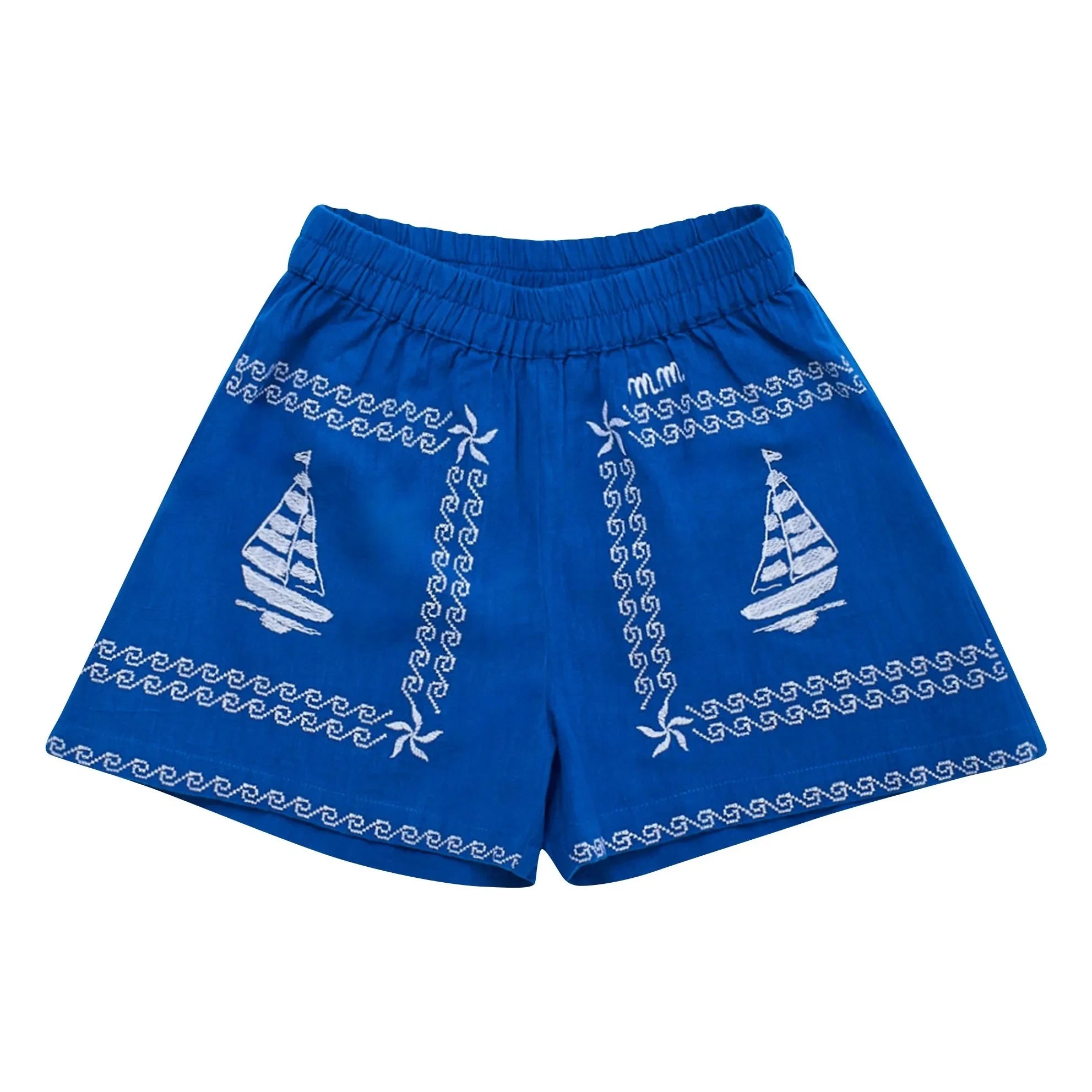 Maison Mangostan - Shorts Bordados | Azul