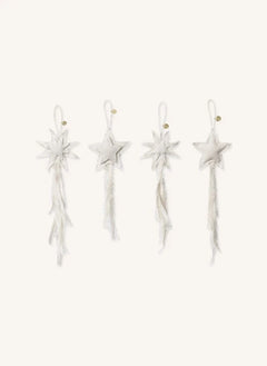 Ferm Living - Adornos de árbol de algodón Vela Star - Set de 4 | Blanco