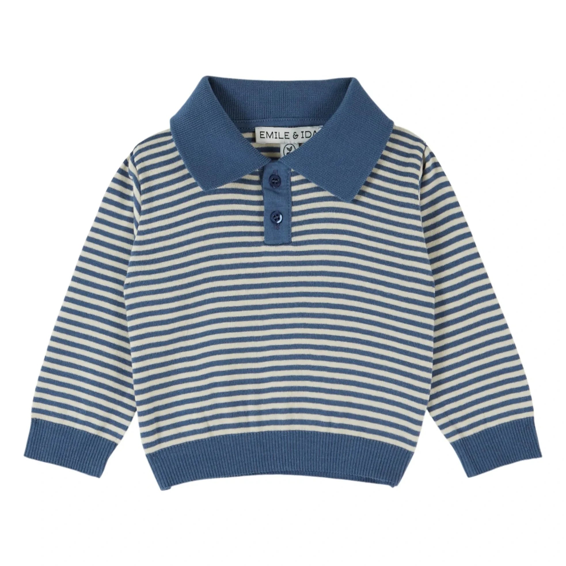 Emile et Ida - Polo de rayas de felpa de algodón orgánico | Azul