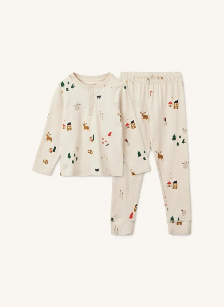 Liewood - Conjunto de pijama de Navidad Wilhelm, algodón orgánico | Crudo
