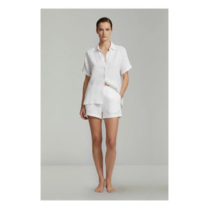 Vanessa Sposi - Camisa de lino de manga corta para el día a día | Marfil