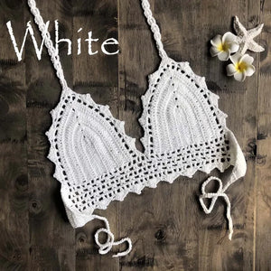 Jesminda - Örme Beyaz Seksi Bikini Üstü