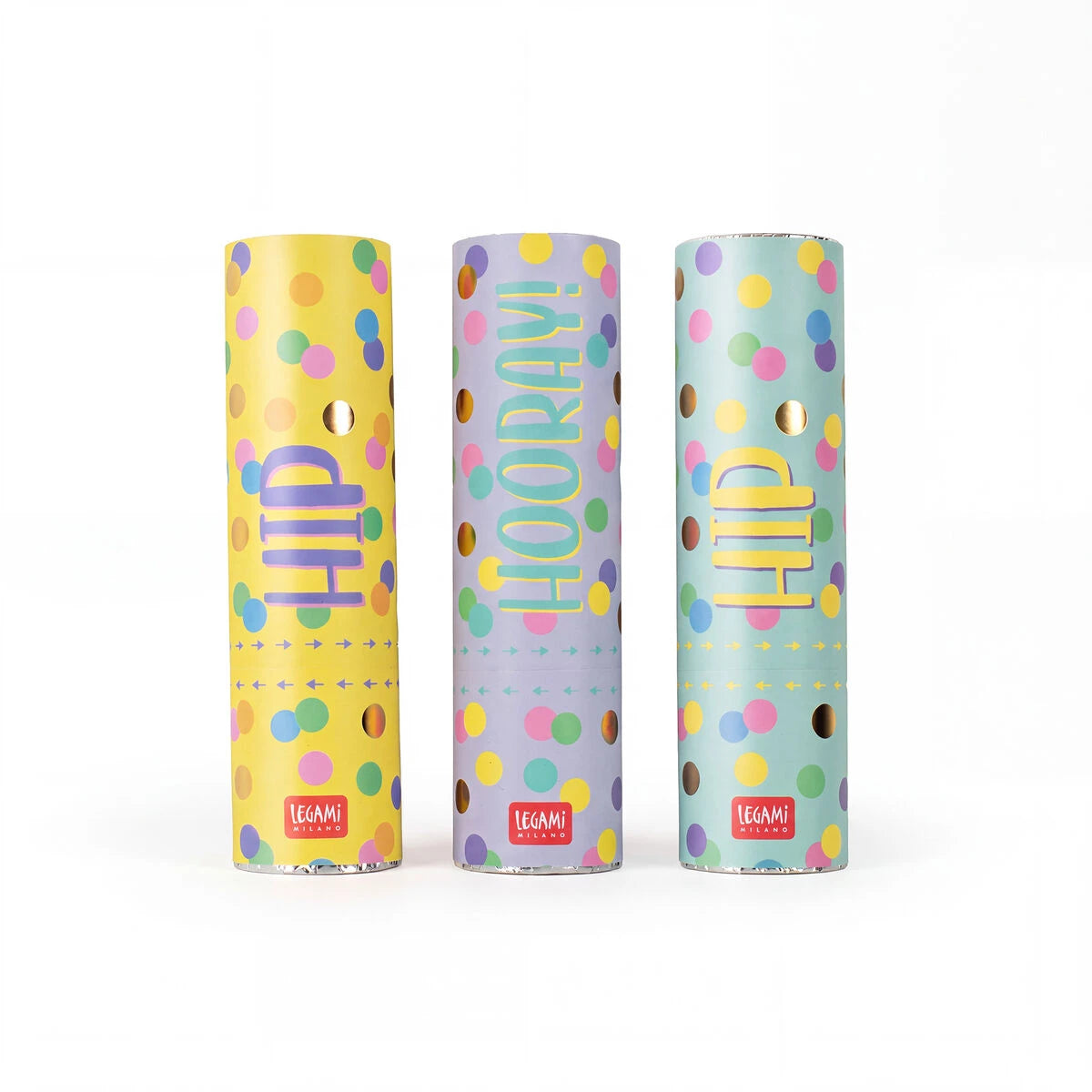 Legami - Set de Three Mini Confetti Poppers - Poppers de Fiesta