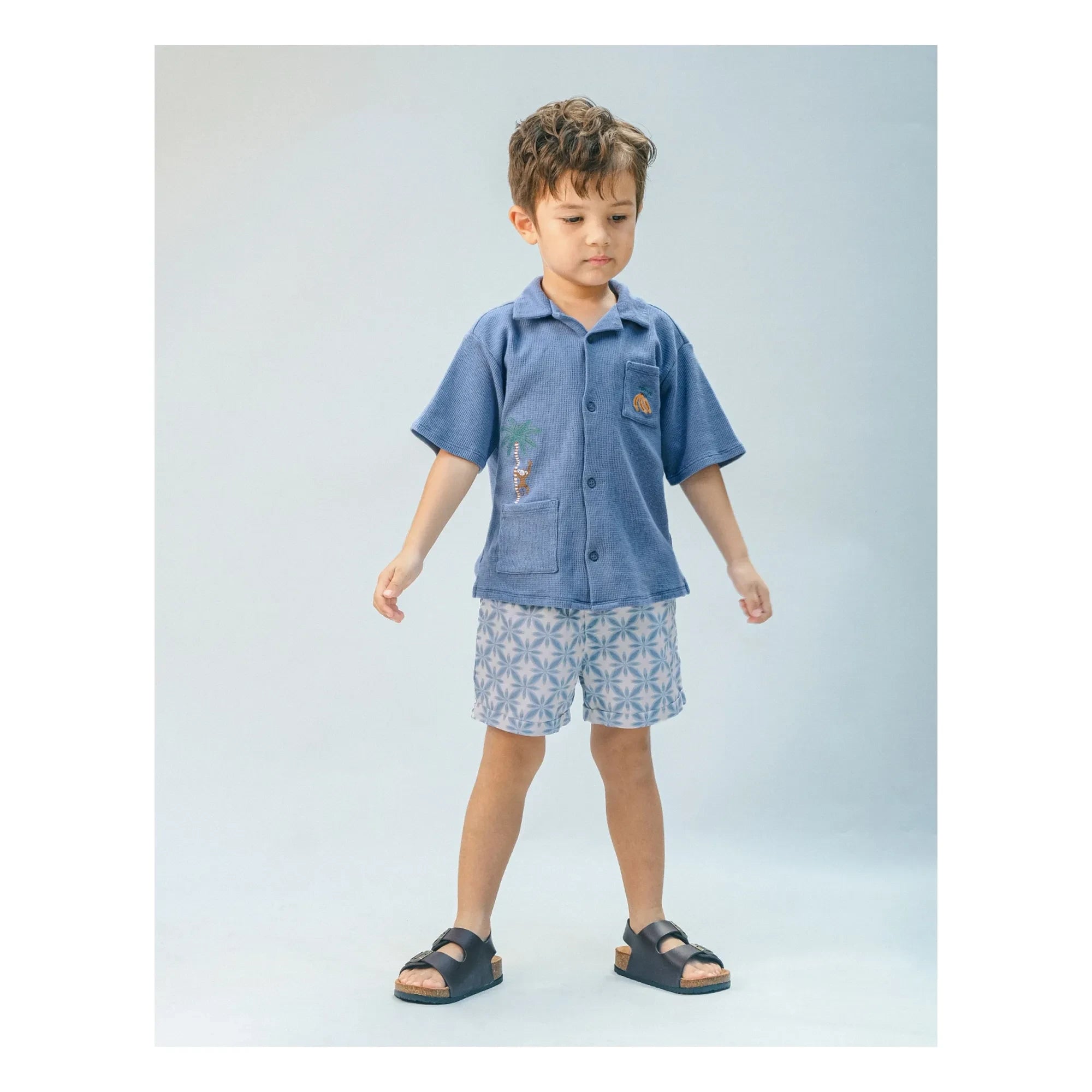 Gingersnaps - Tommy Monkey Camisa con relieve | Azul