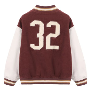 Rylee + Cru - Chaqueta Bomber de Terciopelo Varsity | Burdeos