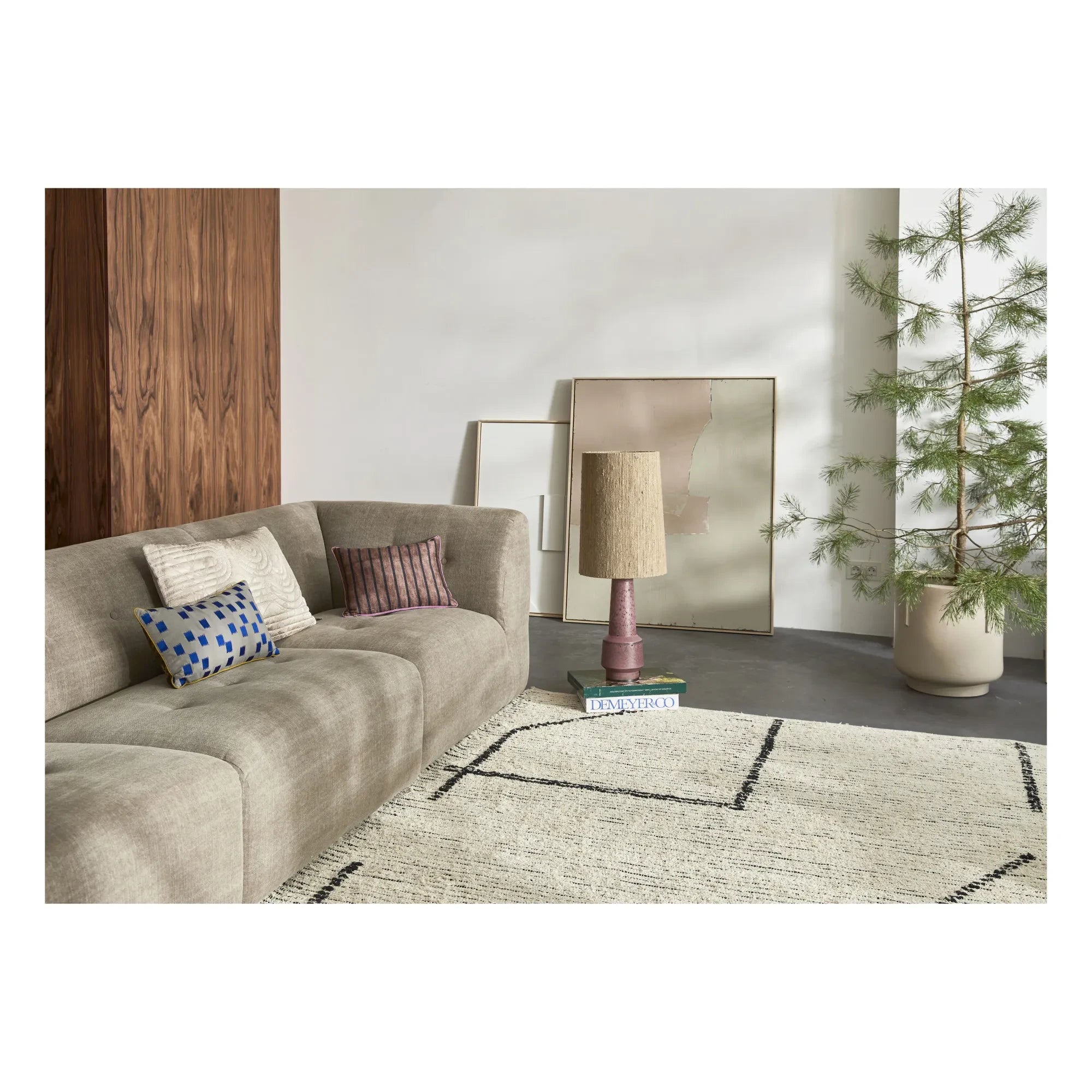 HKliving - Alfombra de algodón reciclado | Crema