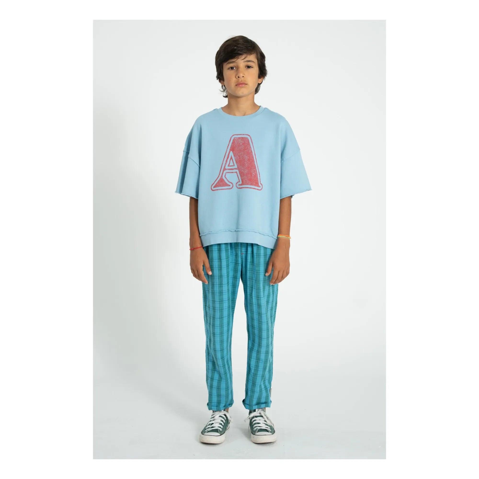 Piupiuchick - Sudadera de manga corta Lettre A Algodón orgánico | Azul claro