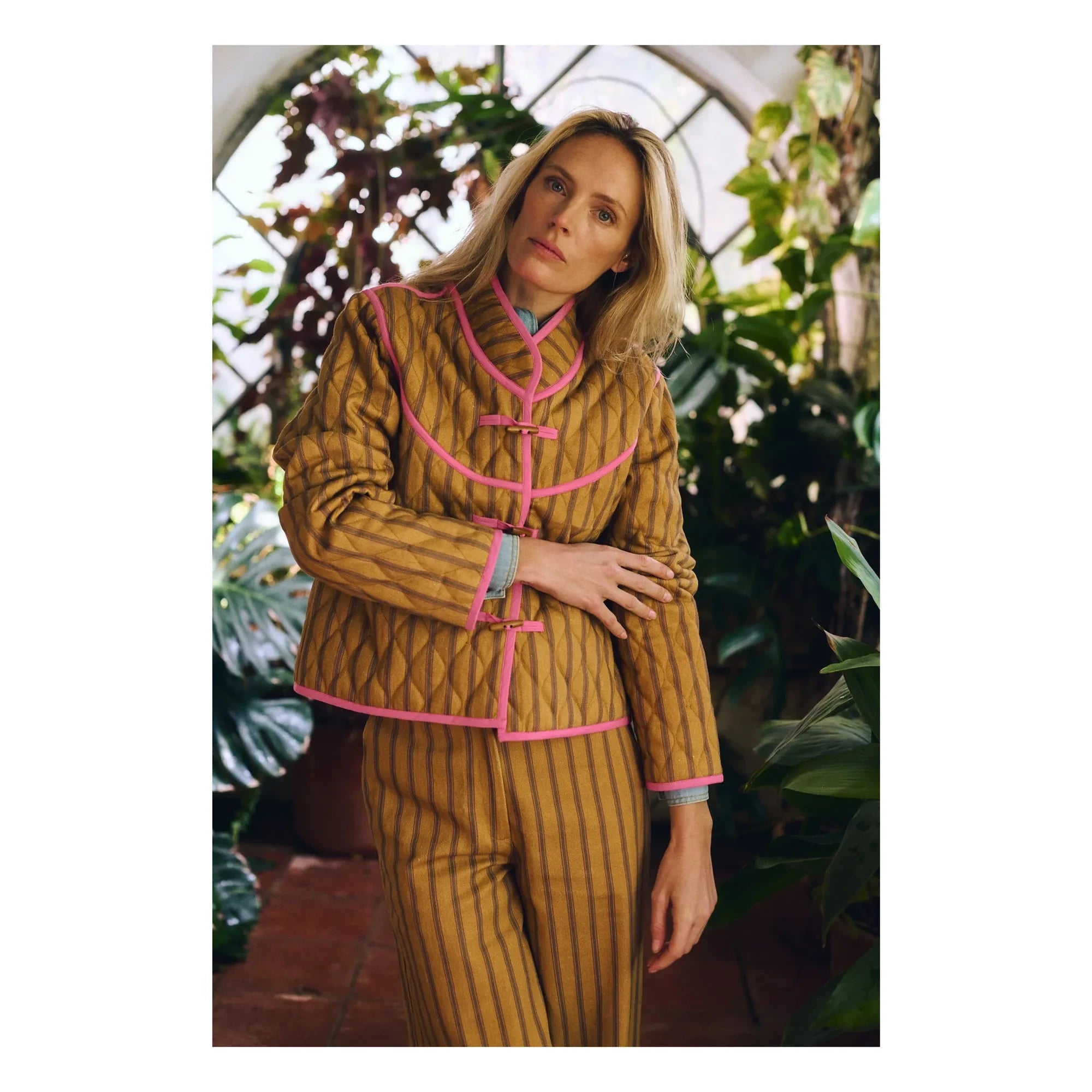Maria de la Orden - Chaqueta de algodón a rayas Jupiter | Mostaza