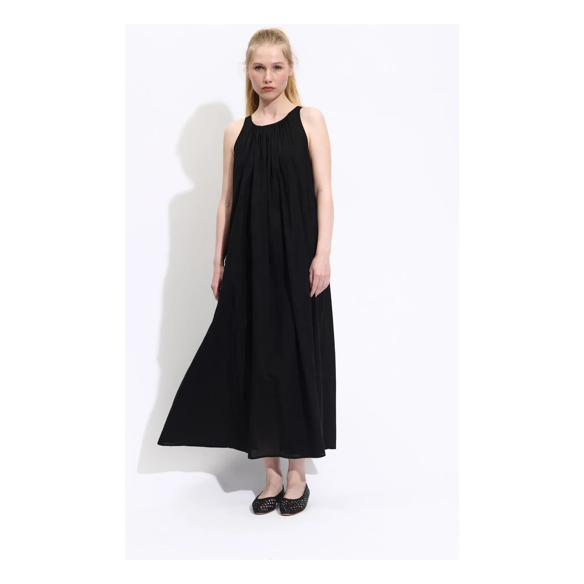 BELLEPIECE - Vestido de velo de algodón Biaccio | Negro