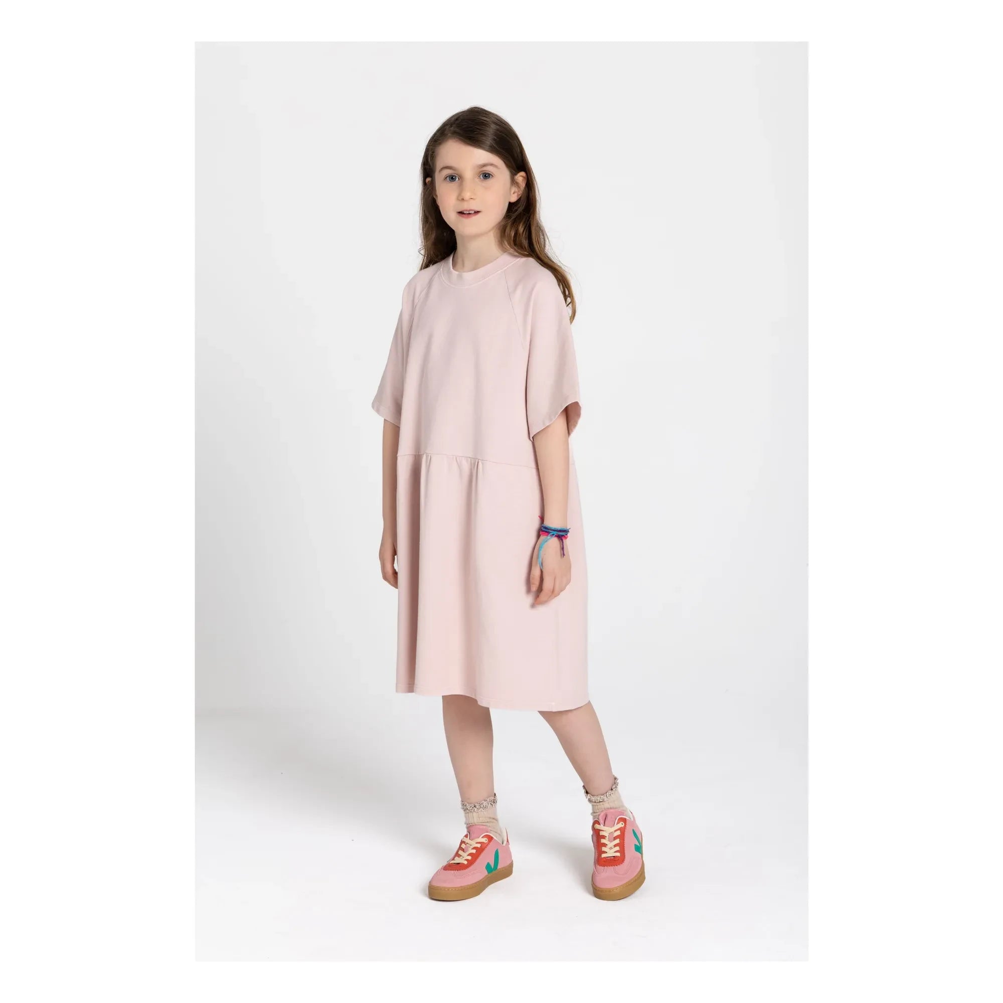 Smallable Kid - Vestido sudadera de algodón orgánico | Rosa empolvado