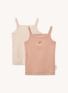 Liewood - 2 piezas de camisetas de tirantes Naomi Leopardo de algodón orgánico | Rosa claro