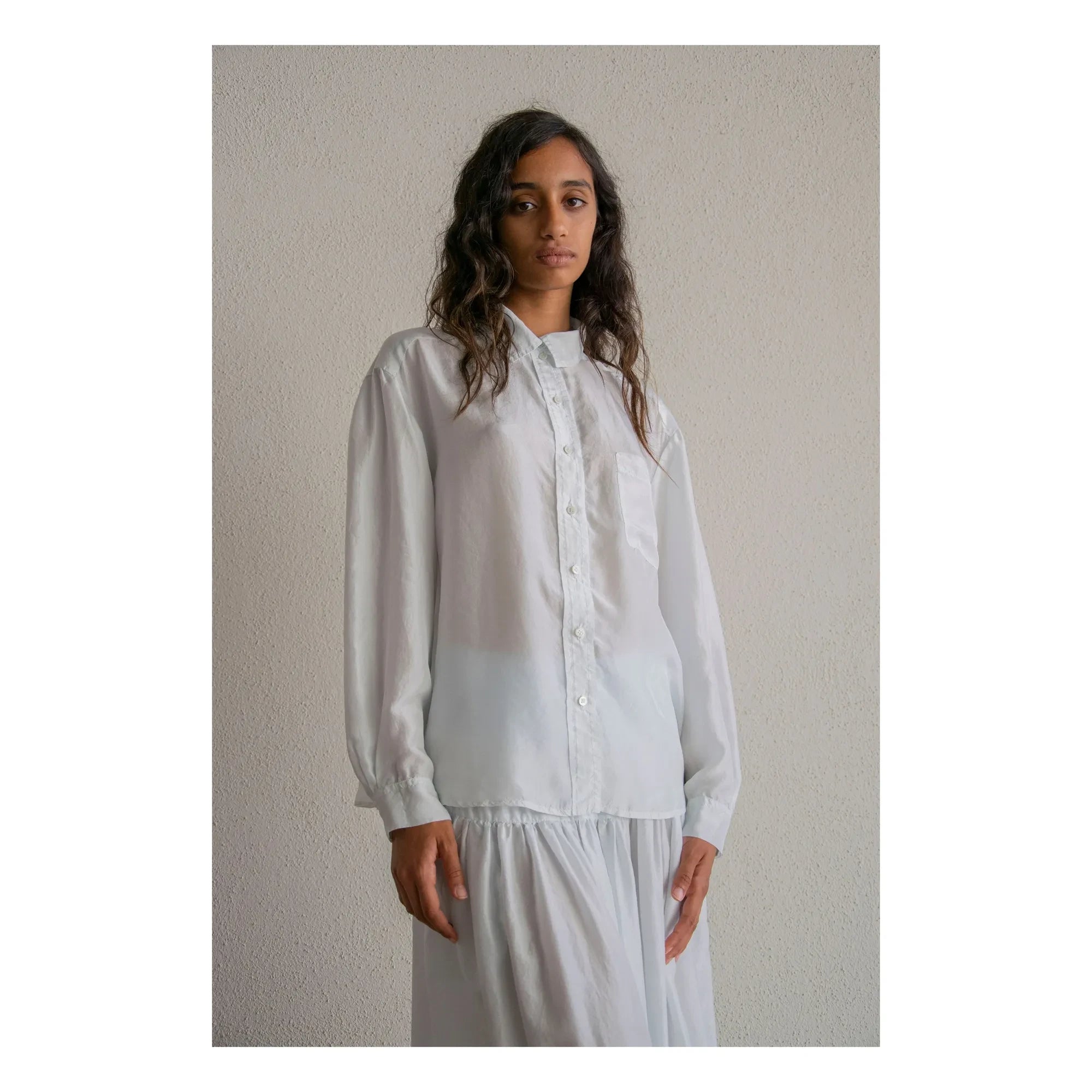 THEAVANT - Camisa de hombre de seda Pongee | Azul claro