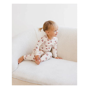 Quincy Mae - Pijama de bambú con cerezas | Beige
