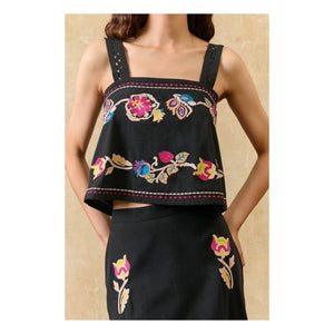 Louise Misha - Top de algodón orgánico Phaedra | Negro
