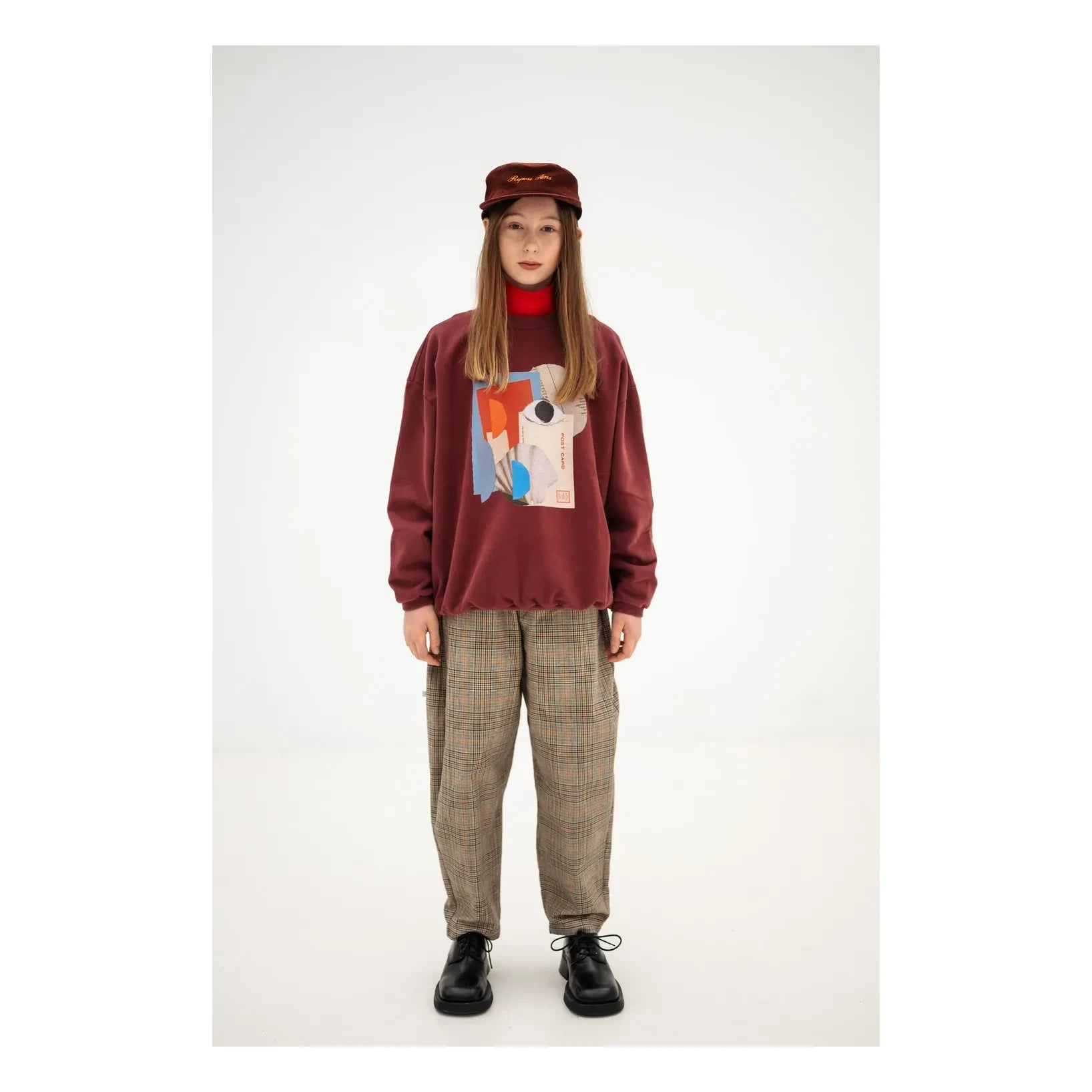 Repose AMS - Sudadera de algodón orgánico cómoda | Burdeos