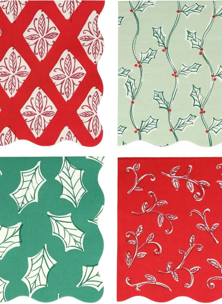 Meri Meri - Servilletas de Navidad con impresión de grandes bloques - Set de 16