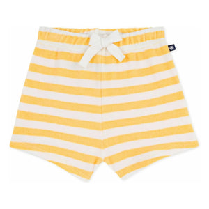 Petit Bateau - Pantalón corto de rizo a rayas | Amarillo