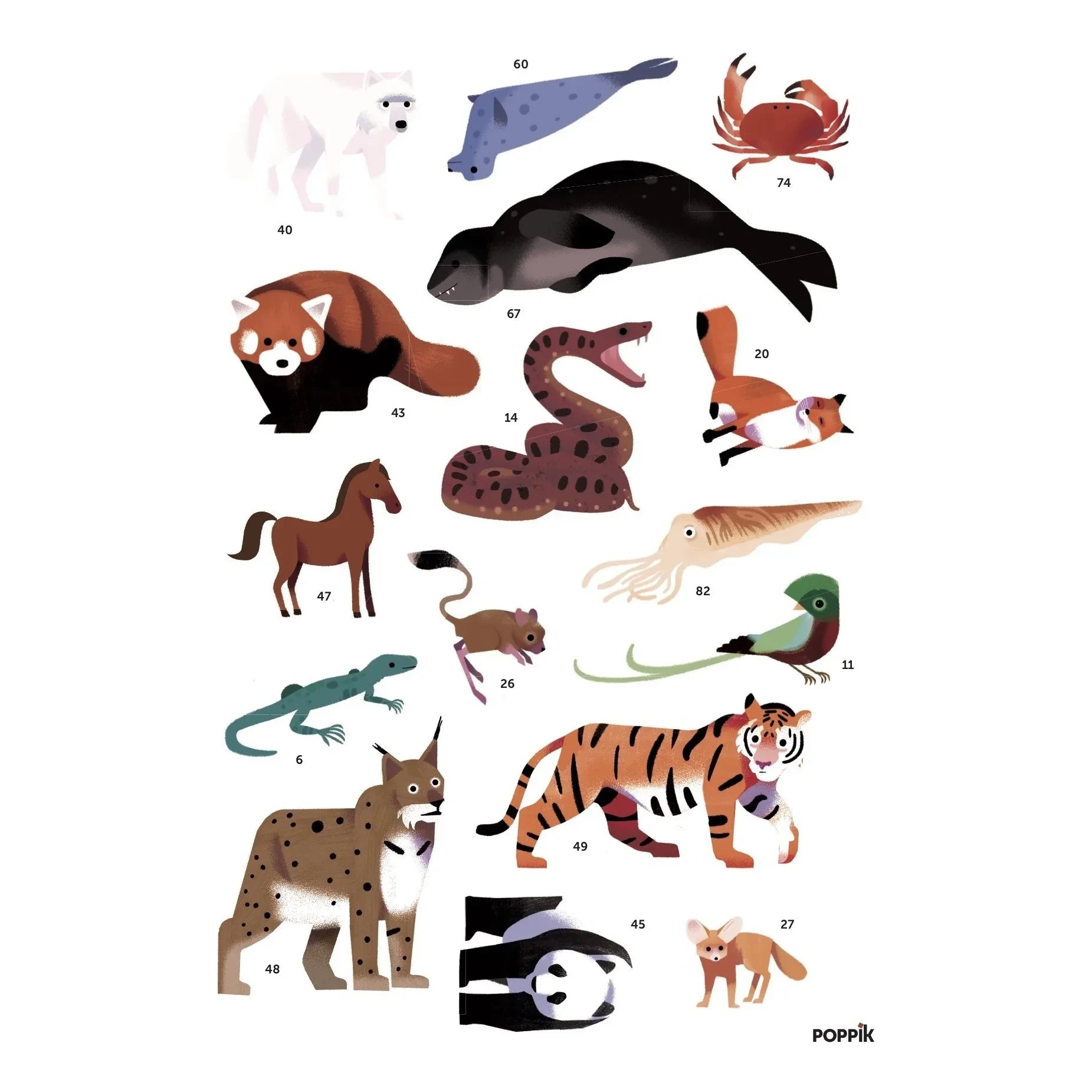 Poppik - Póster de Animales + Pegatinas