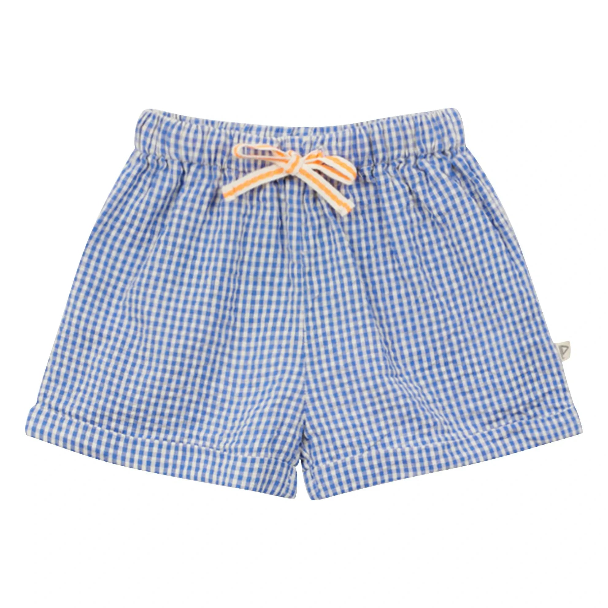 Arsène et Les Pipelettes - Pantalones Cortos de Bebé de Seersucker Vichy | Azul celeste