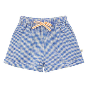 Arsène et Les Pipelettes - Pantalones Cortos de Bebé de Seersucker Vichy | Azul celeste