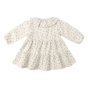 Quincy Mae - Vestido con volantes de gasa de algodón orgánico con estampado floral | Crudo