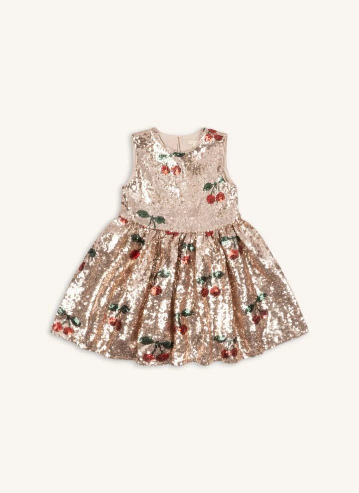 Konges Sløjd - Vestido Starla con lentejuelas cereza | Dorado