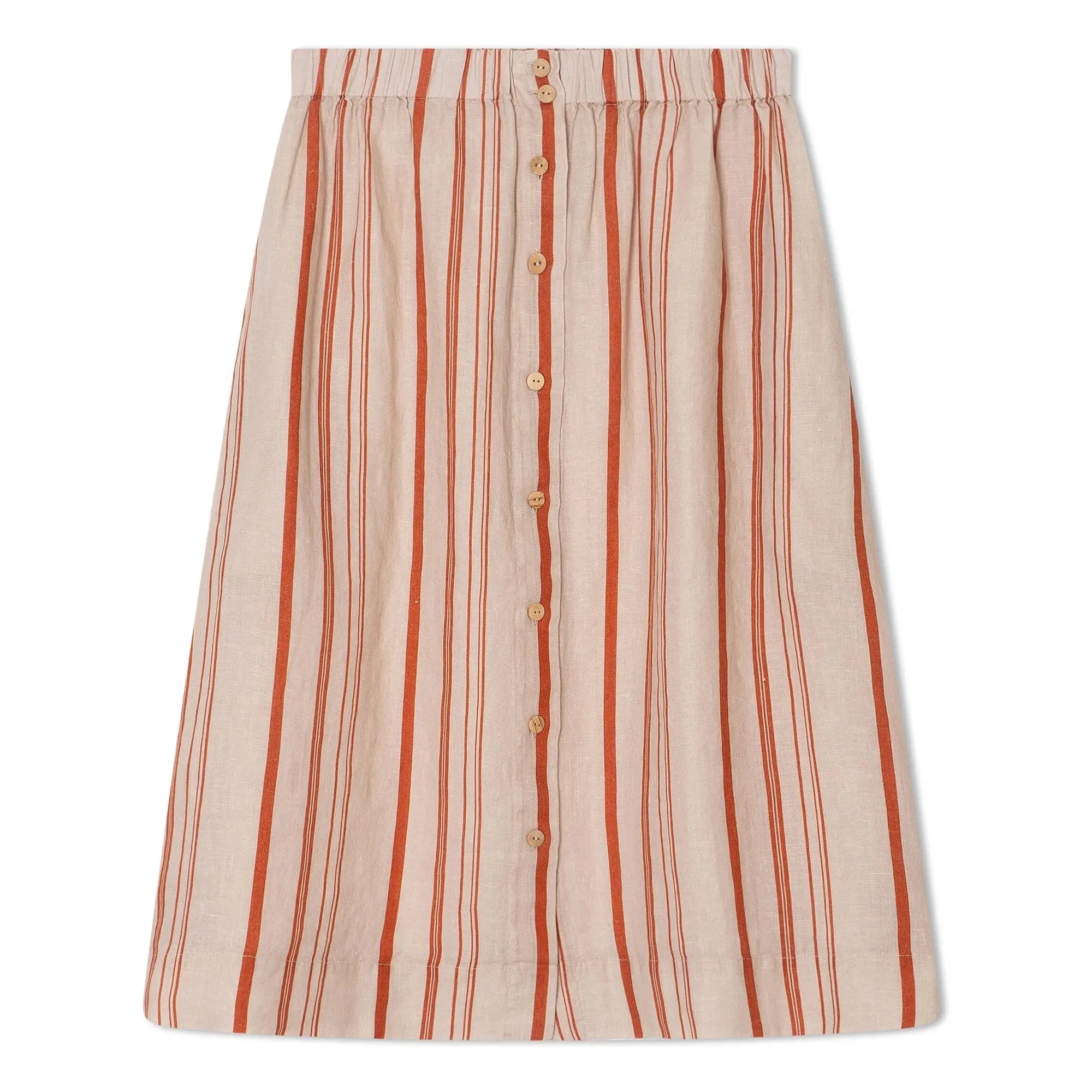 Matona - Falda midi de lino a rayas | Blanco roto