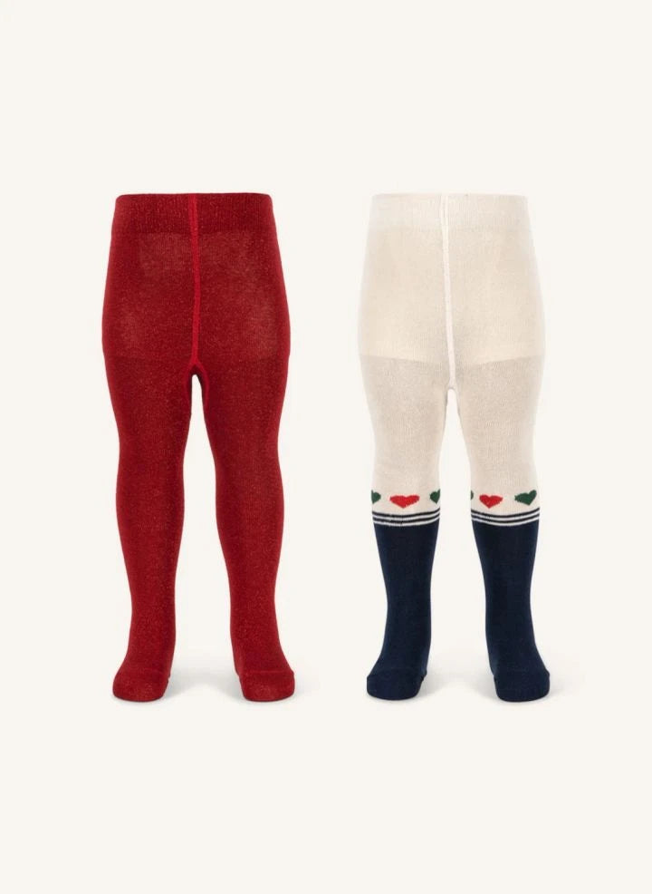 Konges Sløjd - 2 pares de leotardos con lúrex | Rojo