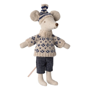 Maileg - Papá Ratón y Esquís | Azul Marino
