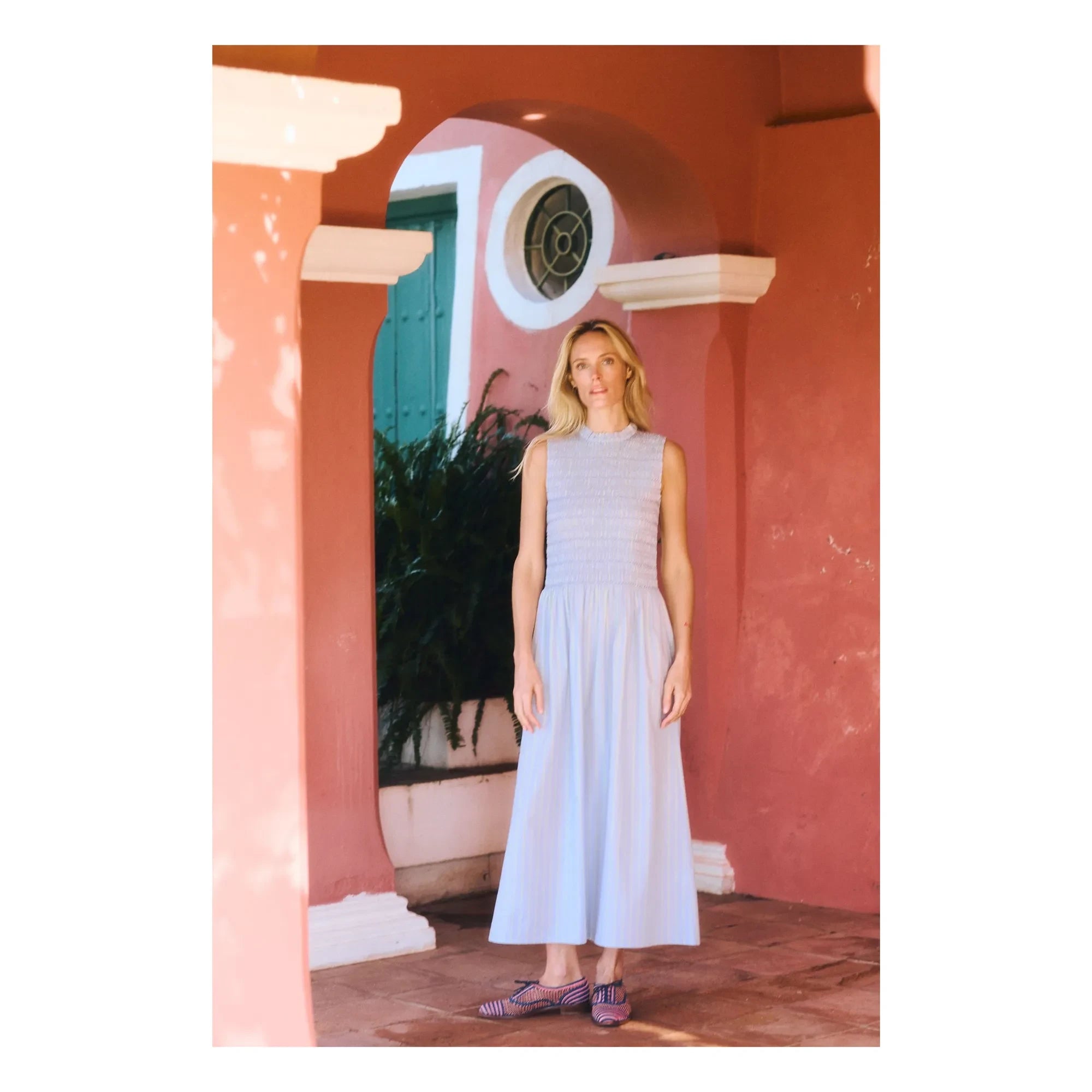 Maria de la Orden - Vestido de algodón a rayas Saint Barth | Azul claro