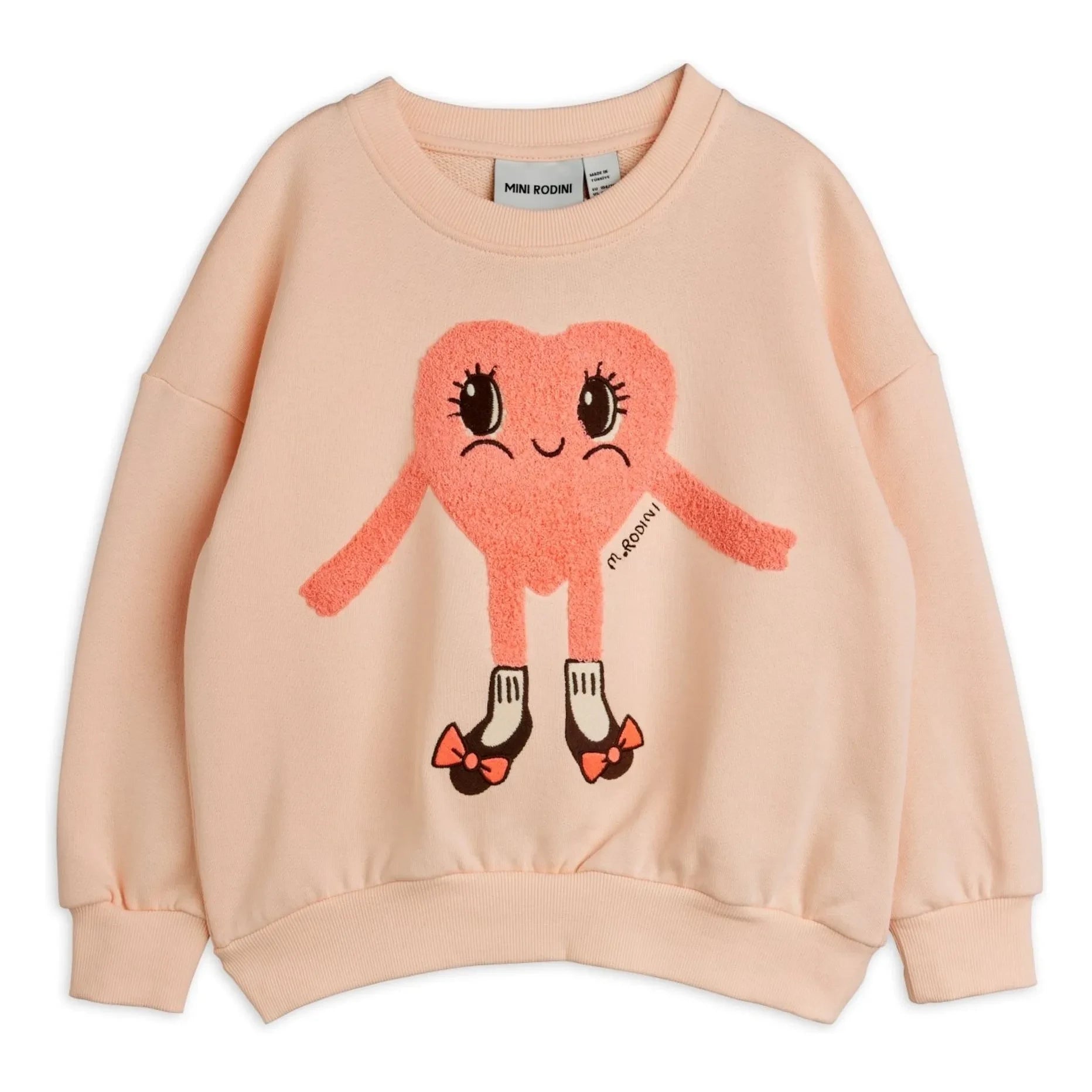 Mini Rodini - Corazón de sudor de algodón orgánico | Rosa claro