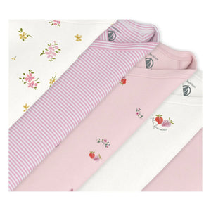 Petit Bateau - Conjunto de 5 bodies de algodón orgánico con flores | Rosa