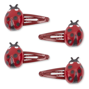 Konges Sløjd - Set de 4 pinzas para el pelo con insectos | Rojo
