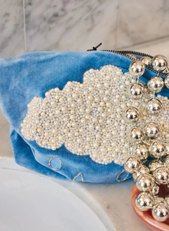 Anna + Nina - Neceser de maquillaje Air Wash con perlas y cuentas | Azul