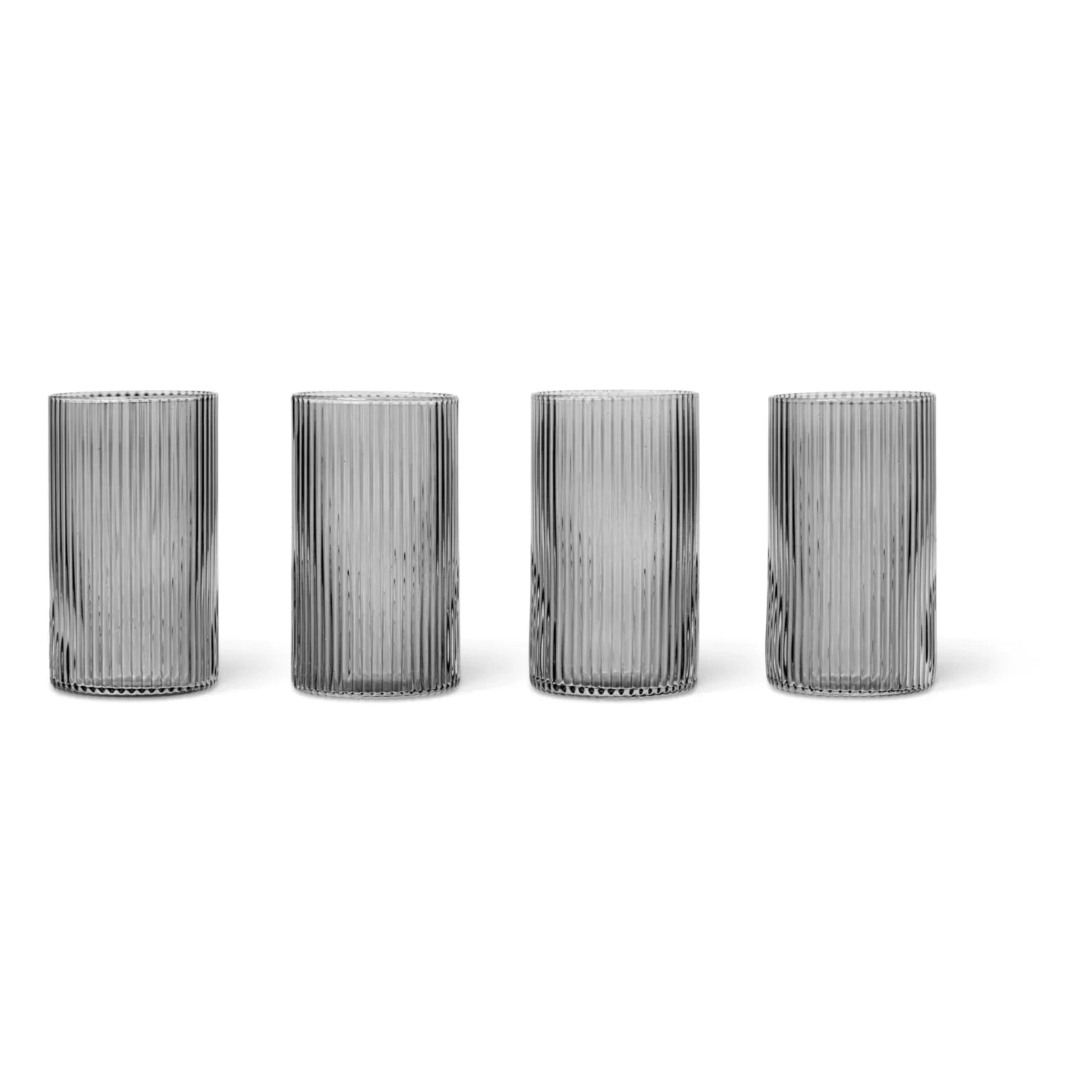 Ferm Living - Juego de vasos Ripple de cristal - Juego de 4 | Gris