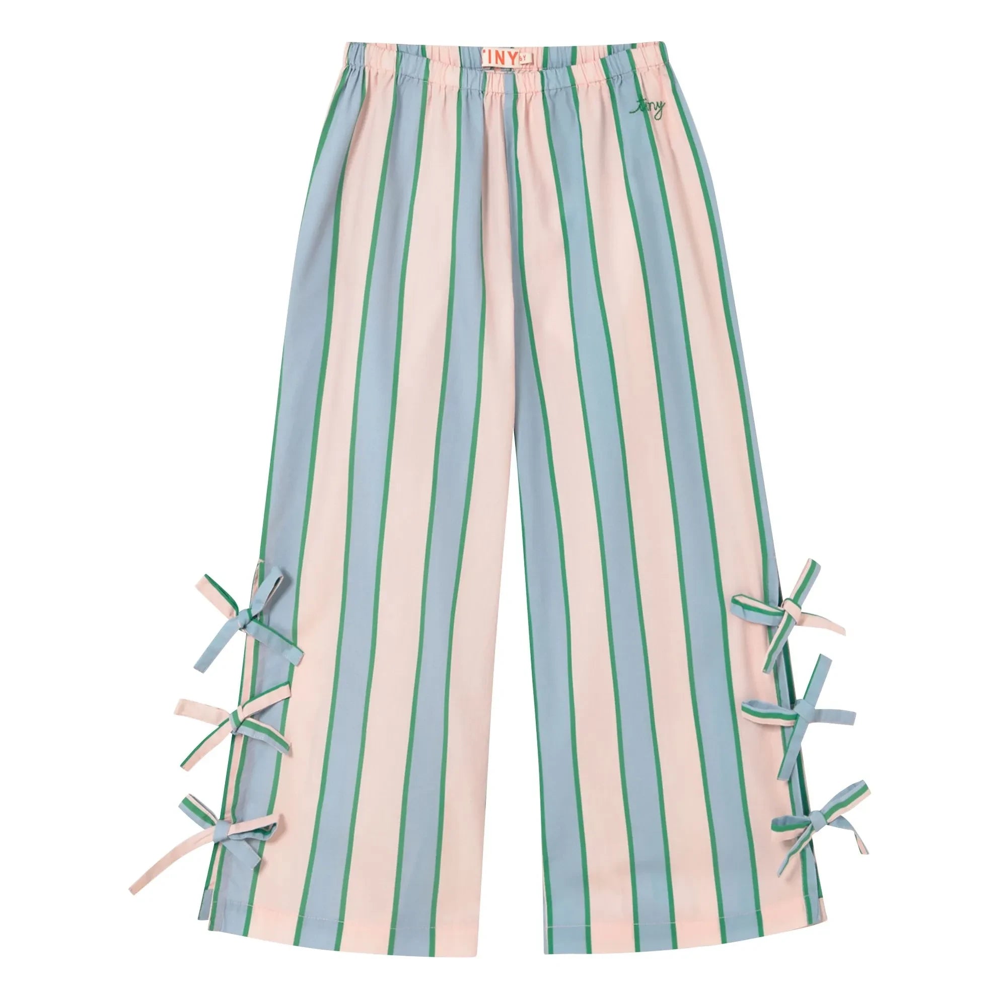 Tinycottons - Pantalón de rayas con cordones | Rosa Claro