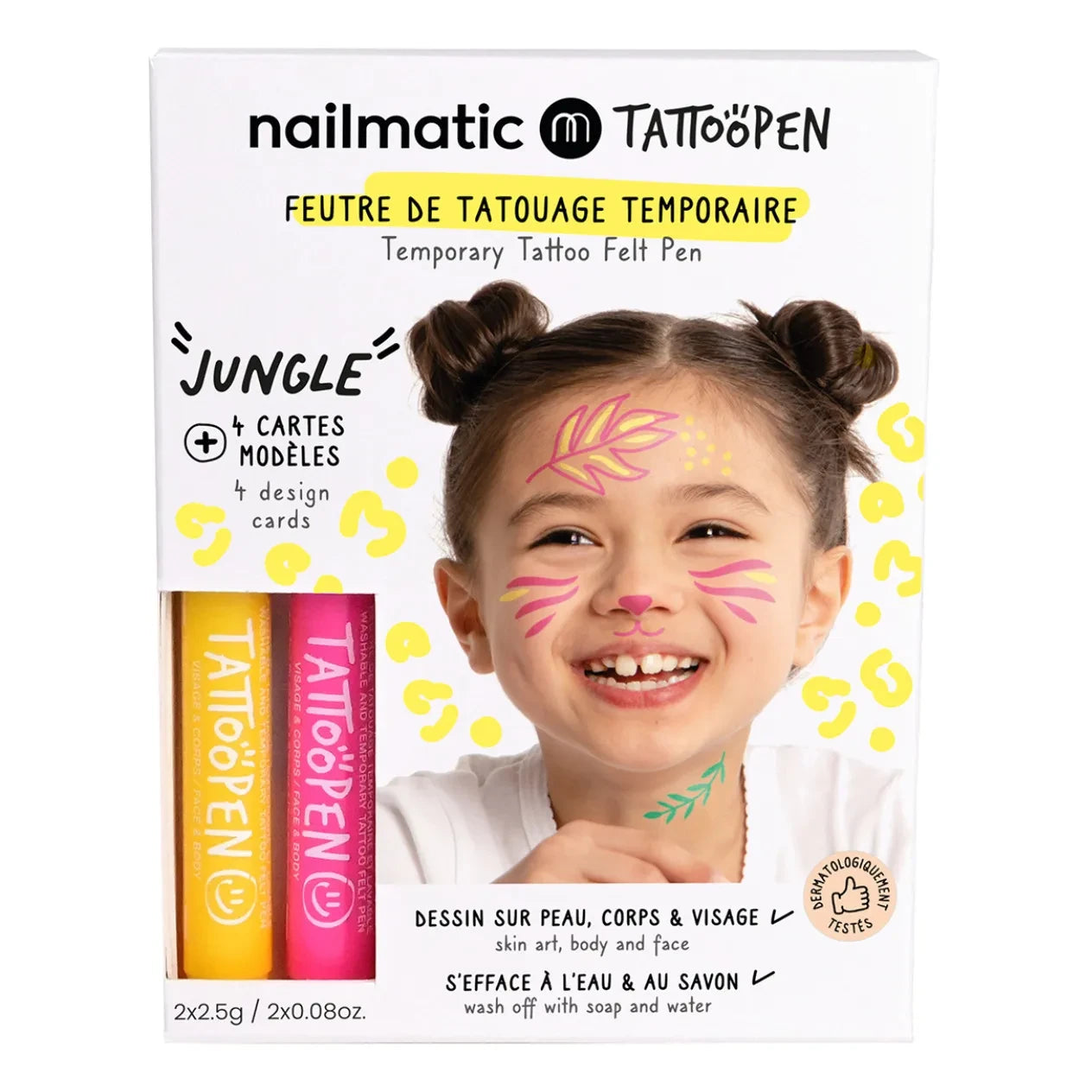 Nailmatic Kids - Tatuajes temporales Tattoopen Jungle Pack de dos rotuladores