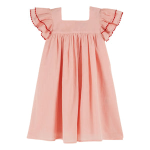 Emile et Ida - Vestido con volantes de batista rosa empolvado