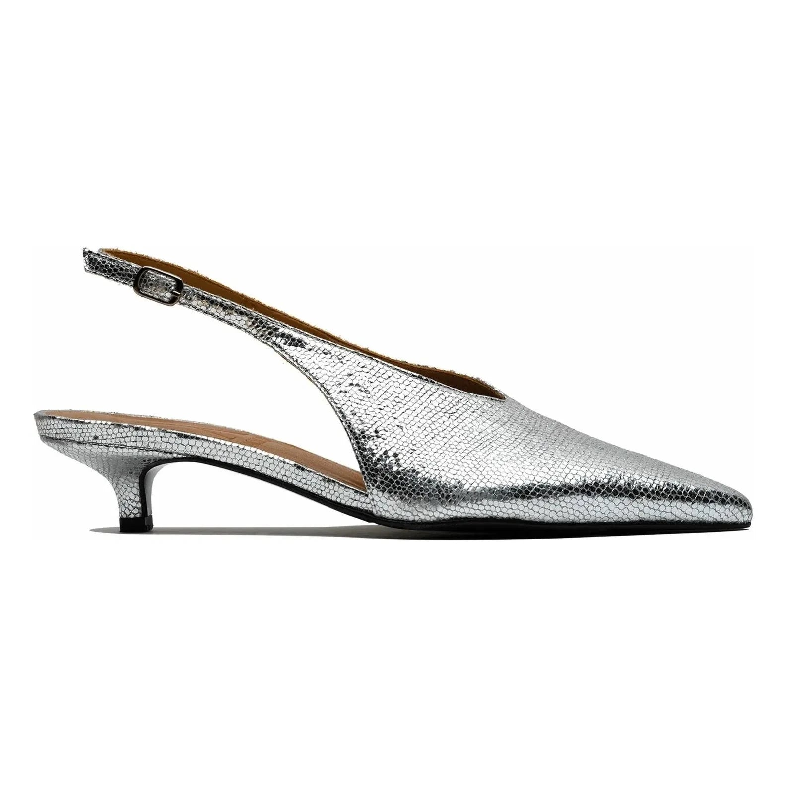 Lachoix - Zapatos Destalonados con Tacón Metálico | Plata