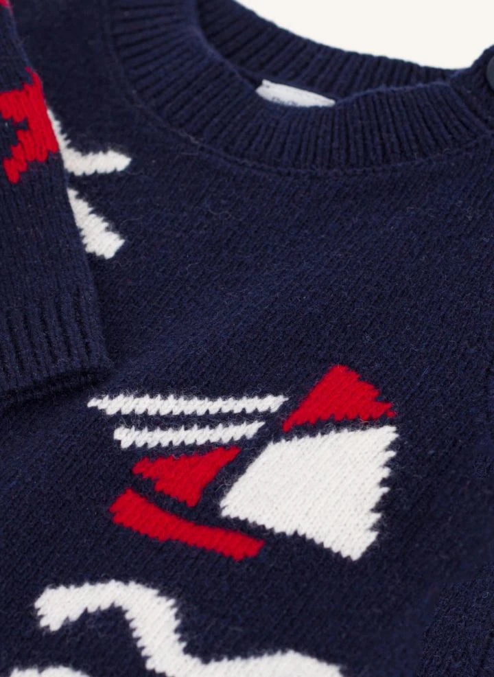 Petit Bateau - Suéter de lana Wave | Azul marino