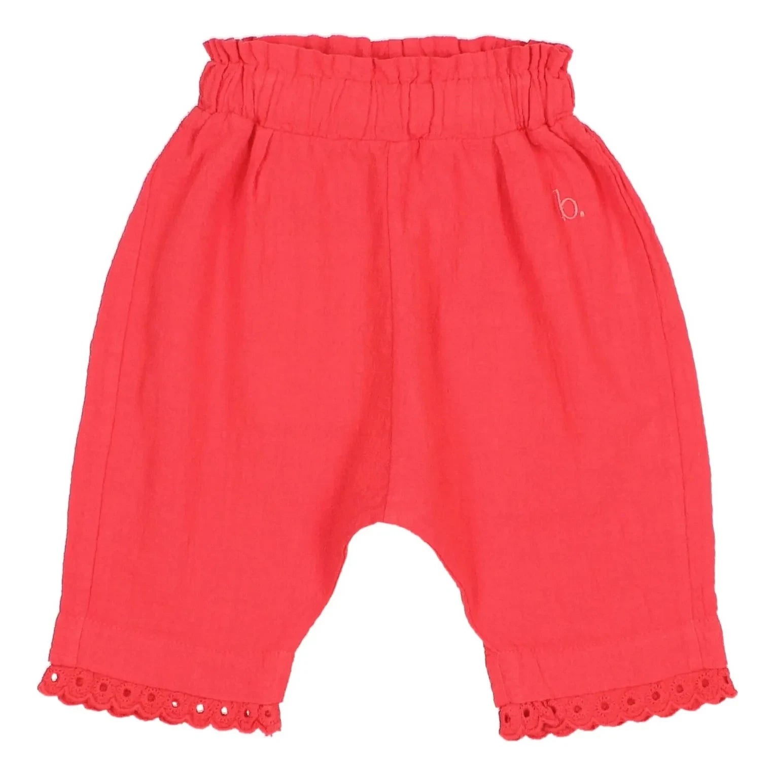 Búho - Pantalón de Bebé con Encaje de Algodón Orgánico | Rojo