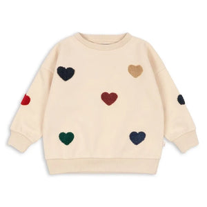 Konges Sløjd - Lou Hearts Organik Pamuklu Sweatshirt | Bej