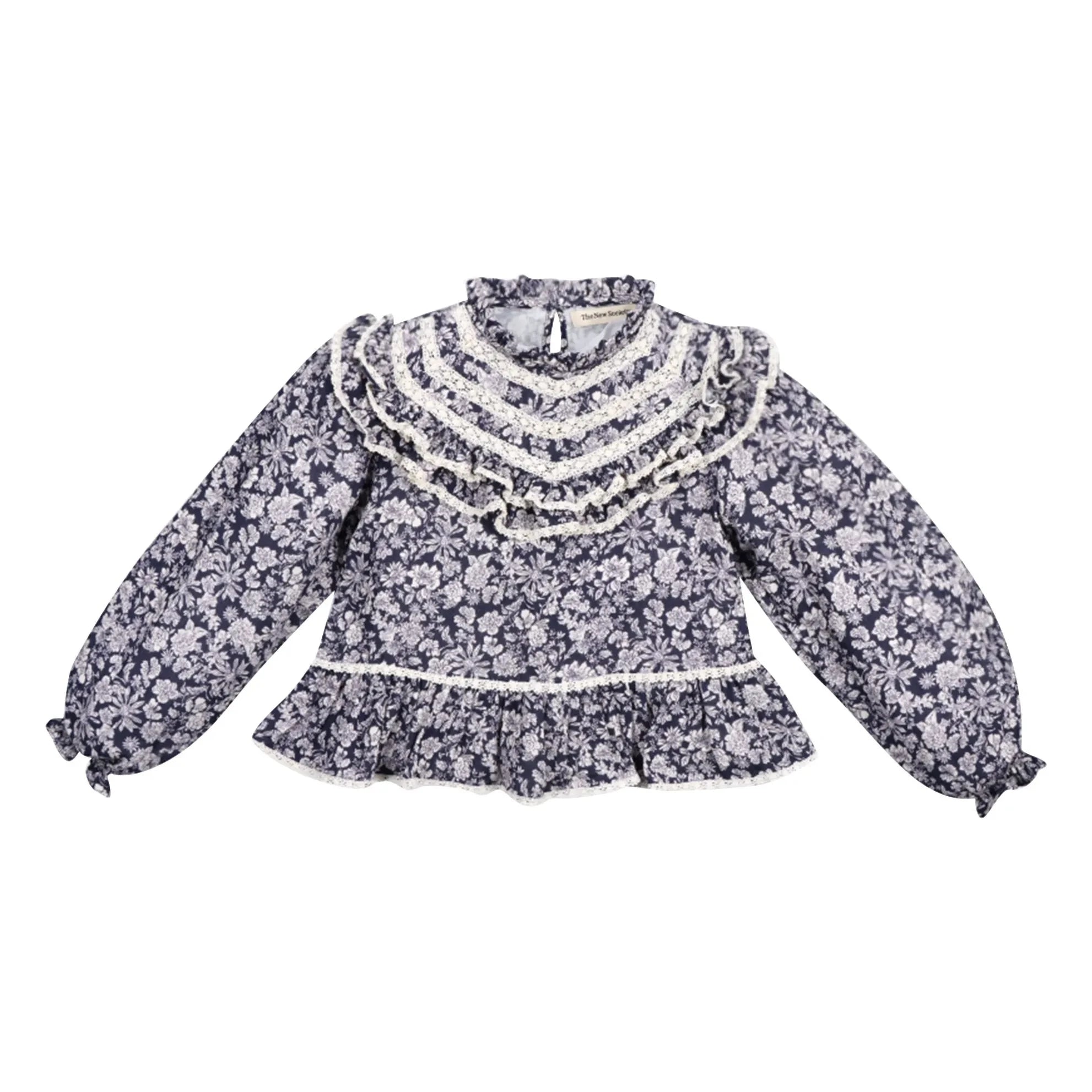 the new society - Lilth Blusa de Muselina de Algodón con Estampado Floral | Azul marino