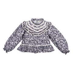 the new society - Lilth Blusa de Muselina de Algodón con Estampado Floral | Azul marino