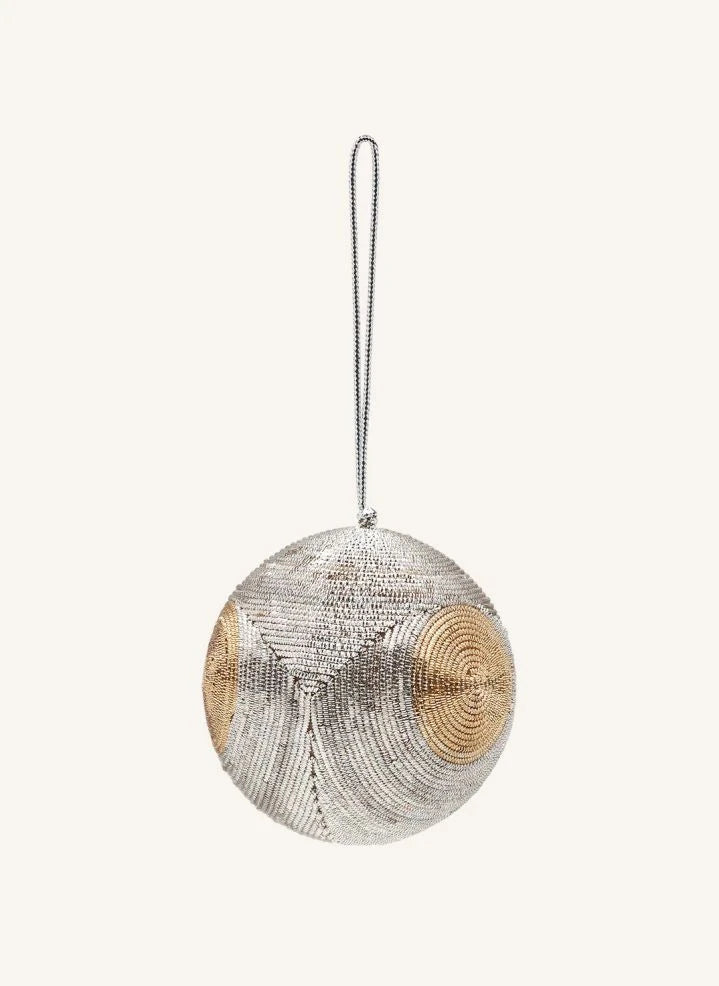 Anna + Nina - Brillante Bola de Navidad con "Merry" de Lunares | Plata