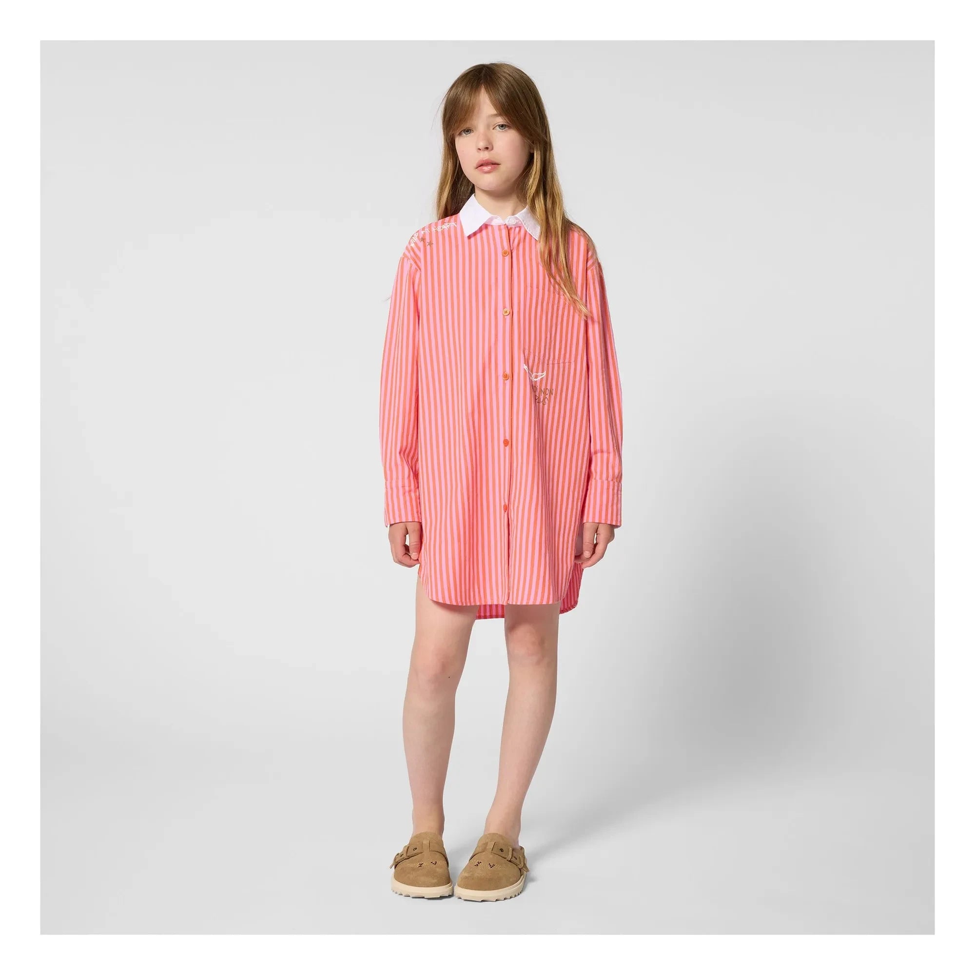 Zadig & Voltaire - Çizgili Gömlek Elbise | Pembe